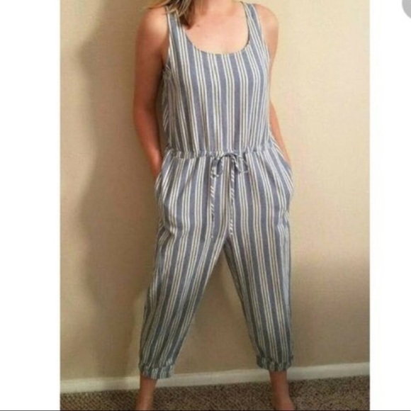 Drew Striped Jogger Jumpsuit Sleeveless Charcoal Grey Small - Picture 8 of 8